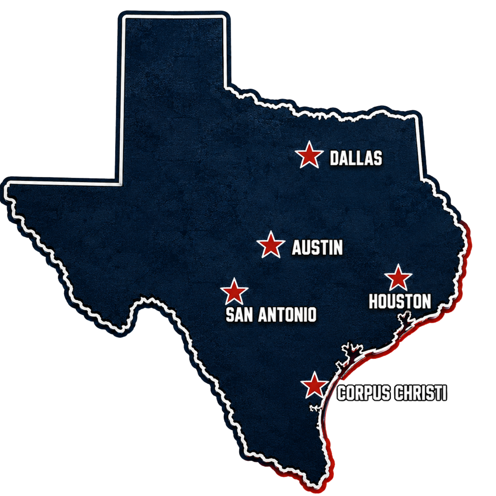 Map graphic representing Texas Demolition & Land Services coverage across the Houston metro area.